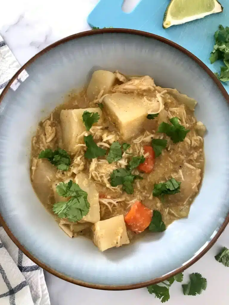 Mexican style chicken stew in a bowl