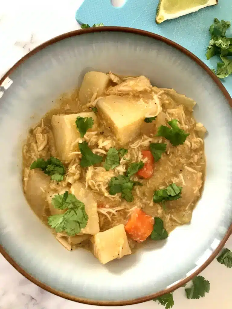 Mexican Style Chicken Stew with Potatoes and Carrots in a bowl