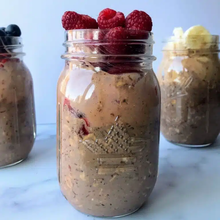 high protein overnight oats in mason jars.