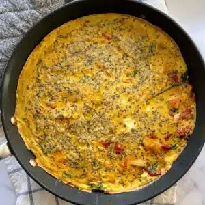 dairy-free veggie frittata in a skillet.