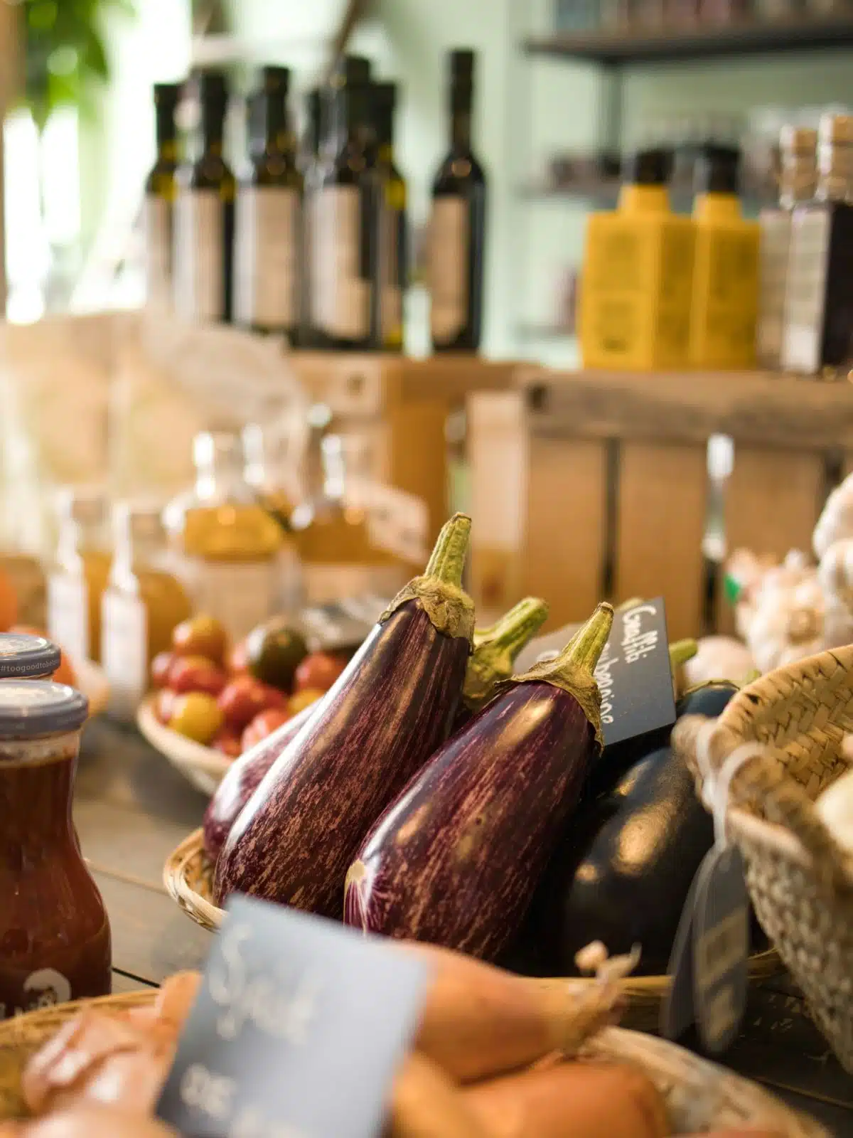 Eggplant in a basket. 